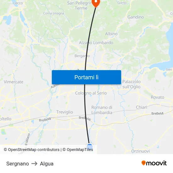 Sergnano to Algua map