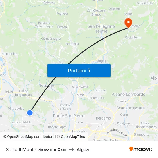 Sotto Il Monte Giovanni Xxiii to Algua map