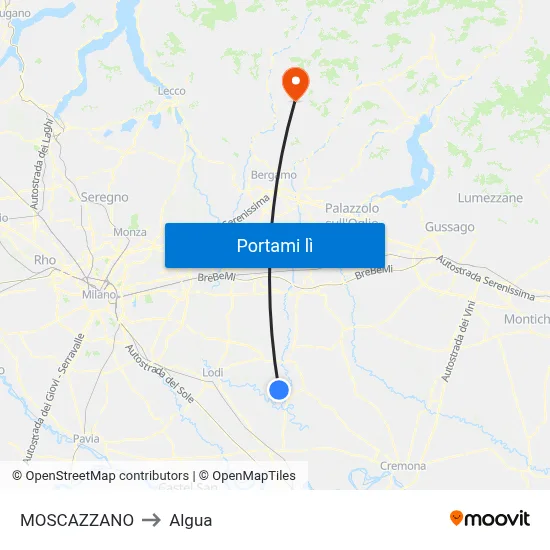 MOSCAZZANO to Algua map