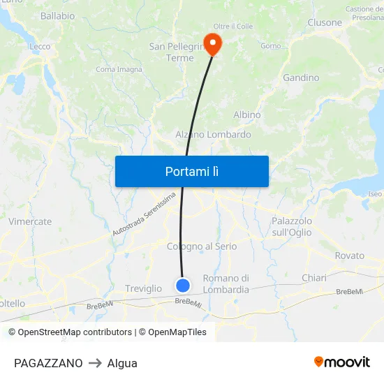 PAGAZZANO to Algua map