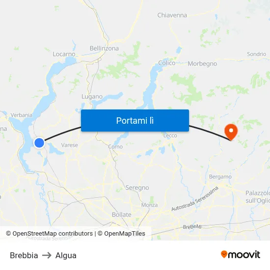 Brebbia to Algua map