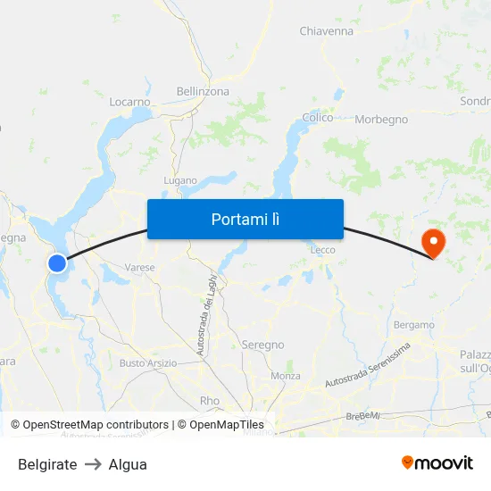 Belgirate to Algua map
