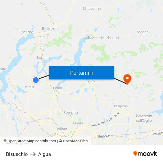 Bisuschio to Algua map