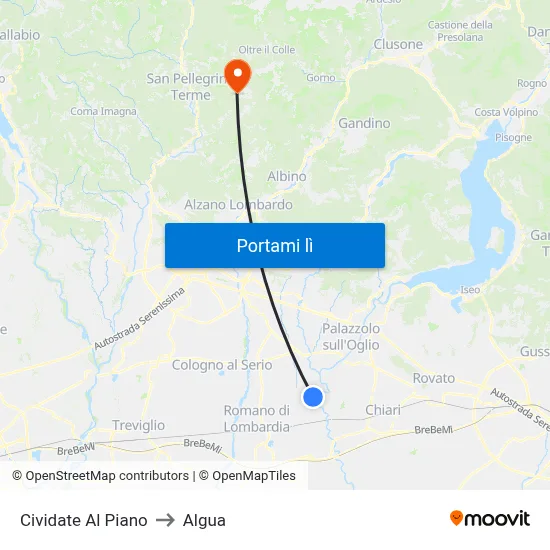 Cividate Al Piano to Algua map