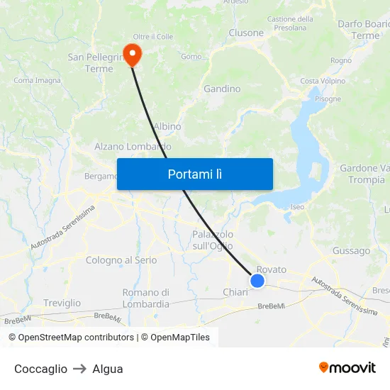 Coccaglio to Algua map
