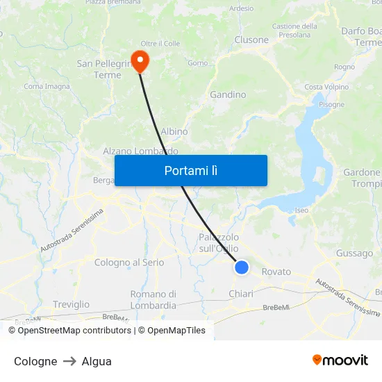 Cologne to Algua map