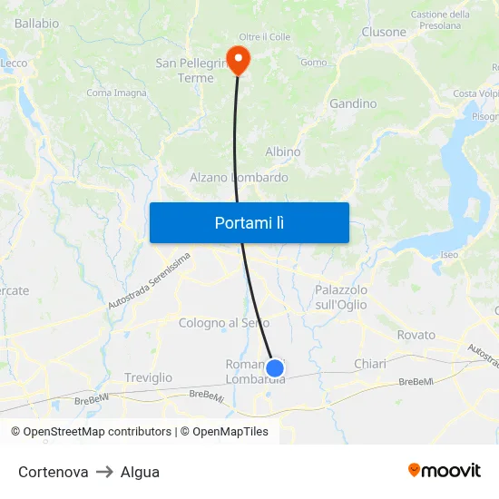 Cortenova to Algua map