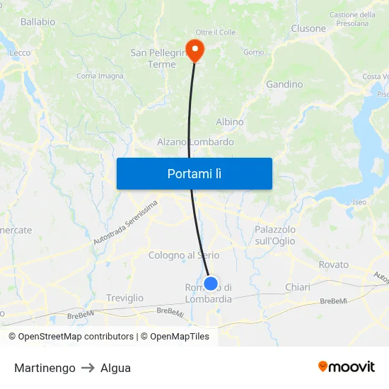 Martinengo to Algua map