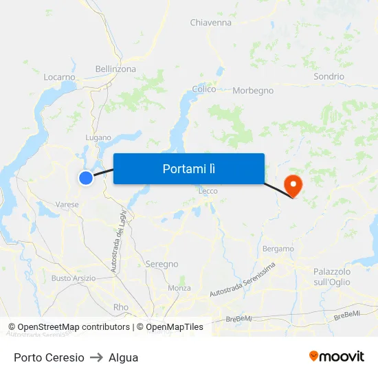 Porto Ceresio to Algua map