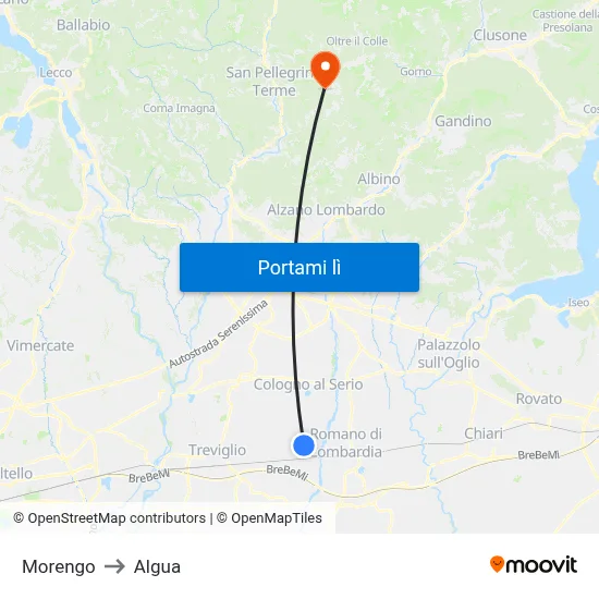 Morengo to Algua map