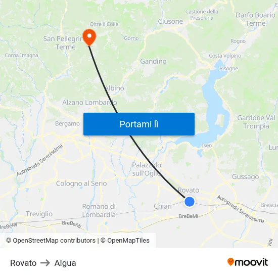 Rovato to Algua map