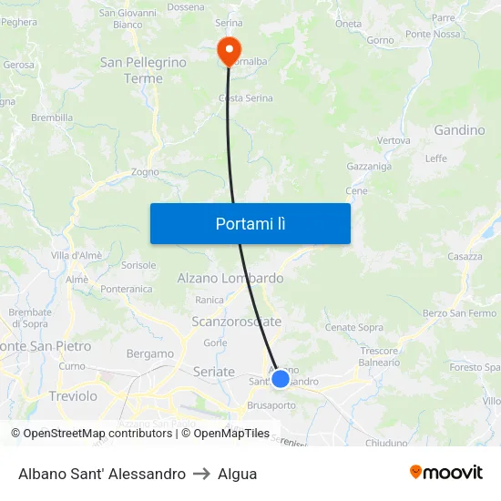 Albano Sant' Alessandro to Algua map