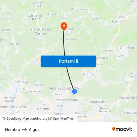 Nembro to Algua map