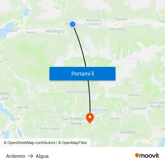 Ardenno to Algua map