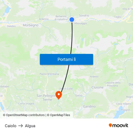 Caiolo to Algua map