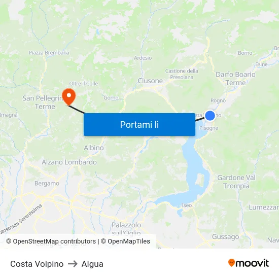 Costa Volpino to Algua map