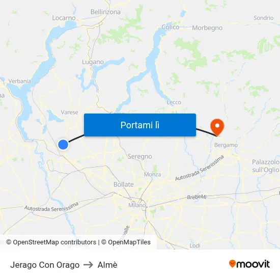 Jerago Con Orago to Almè map