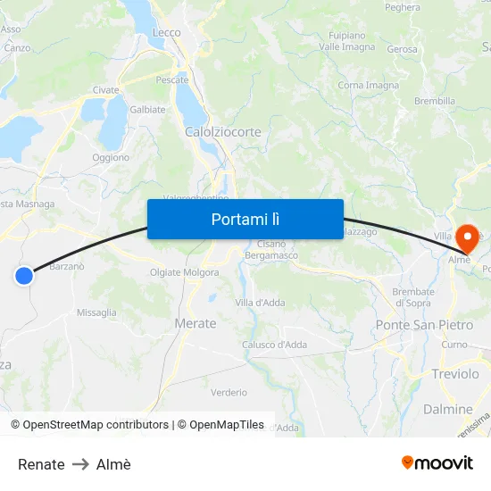 Renate to Almè map