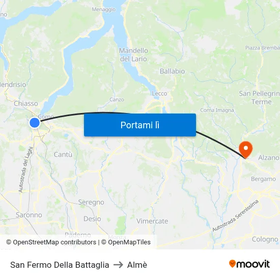 San Fermo Della Battaglia to Almè map