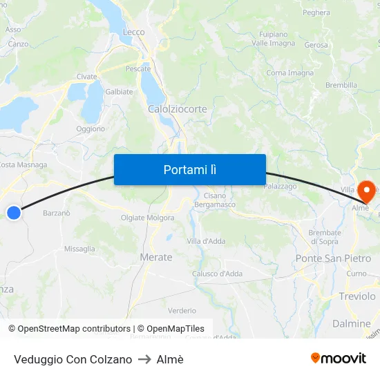 Veduggio Con Colzano to Almè map