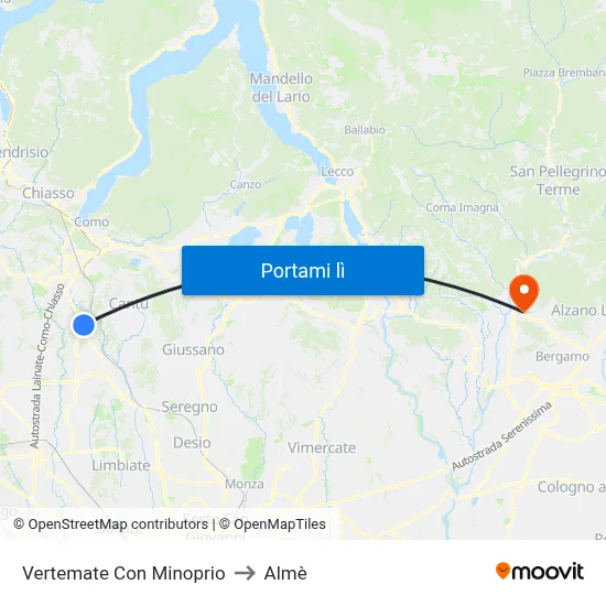 Vertemate Con Minoprio to Almè map