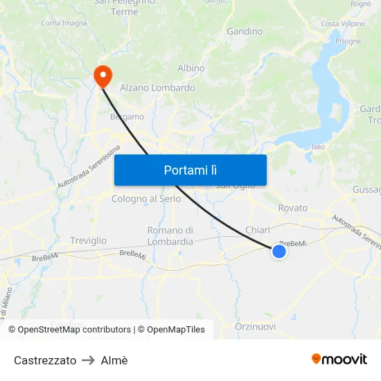 Castrezzato to Almè map