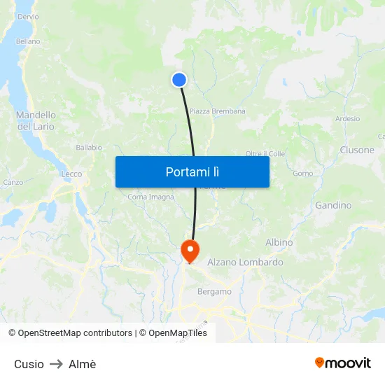 Cusio to Almè map