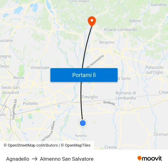Agnadello to Almenno San Salvatore map