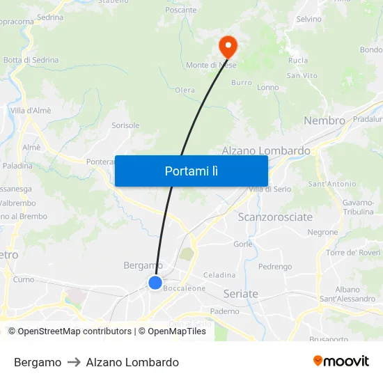 Bergamo to Alzano Lombardo map