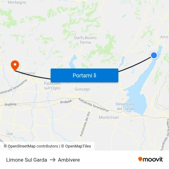 Limone Sul Garda to Ambivere map