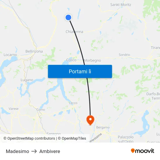 Madesimo to Ambivere map