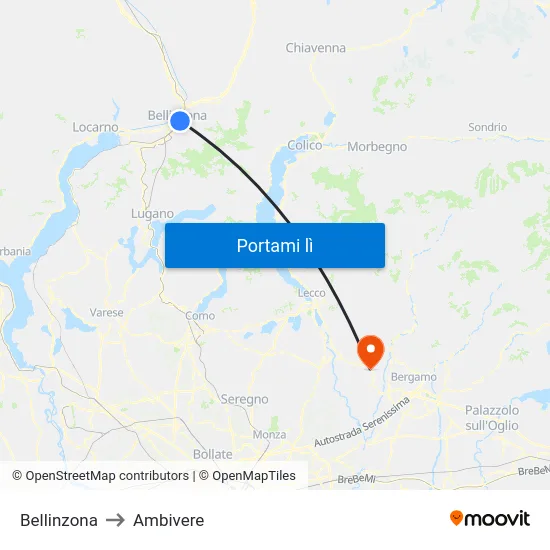 Bellinzona to Ambivere map