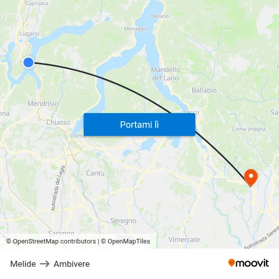 Melide to Ambivere map
