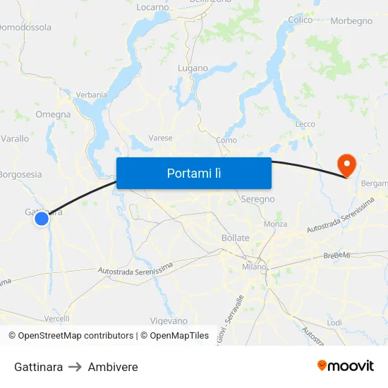 Gattinara to Ambivere map