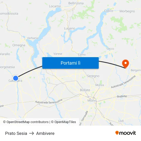 Prato Sesia to Ambivere map