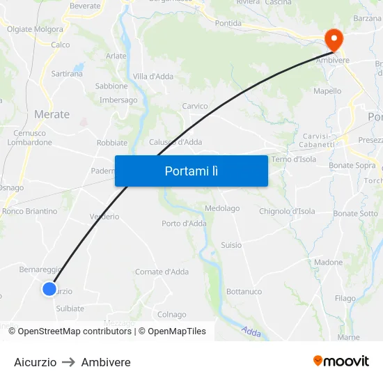 Aicurzio to Ambivere map