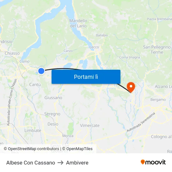 Albese Con Cassano to Ambivere map