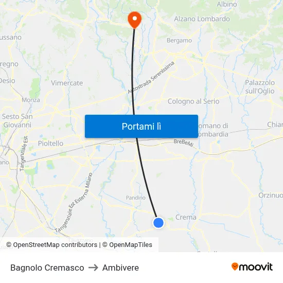 Bagnolo Cremasco to Ambivere map