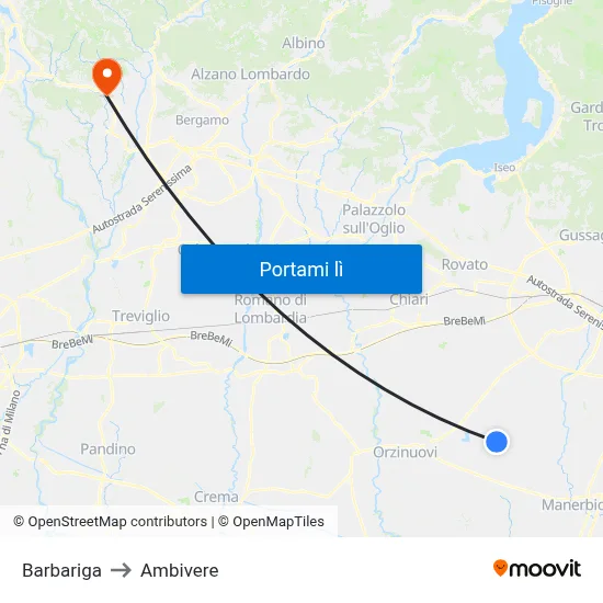 Barbariga to Ambivere map