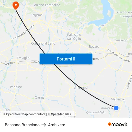 Bassano Bresciano to Ambivere map