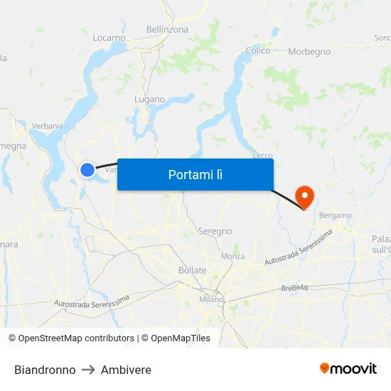 Biandronno to Ambivere map