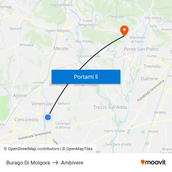 Burago Di Molgora to Ambivere map