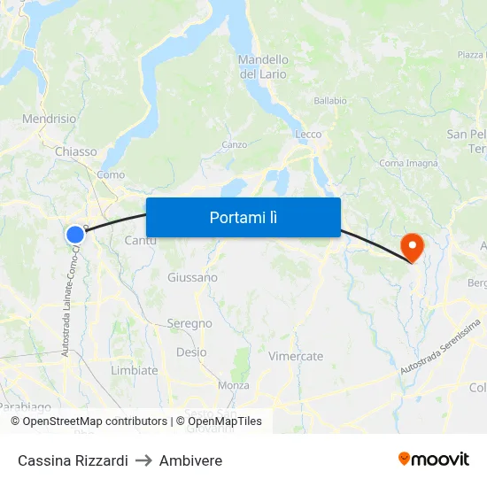 Cassina Rizzardi to Ambivere map