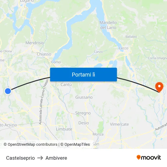 Castelseprio to Ambivere map