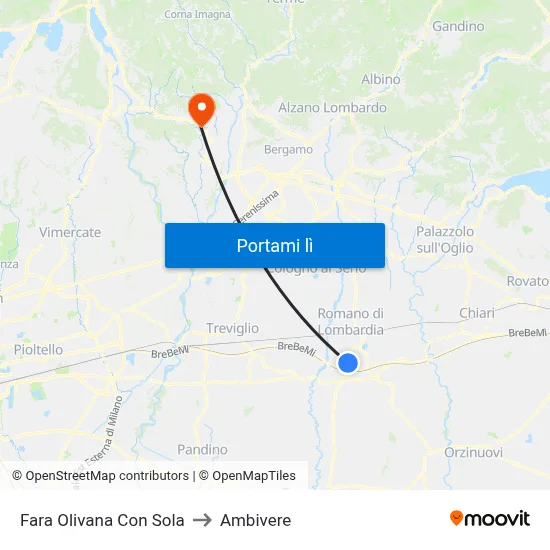 Fara Olivana Con Sola to Ambivere map