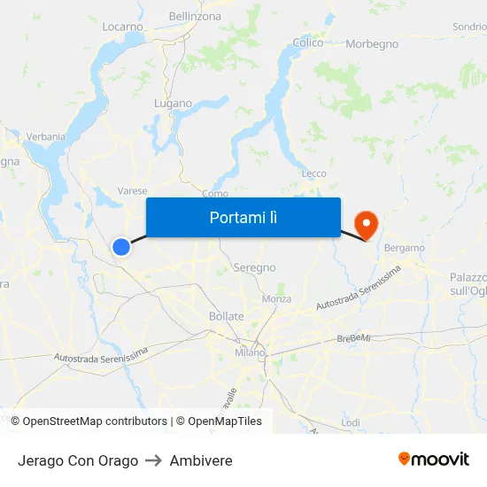 Jerago Con Orago to Ambivere map