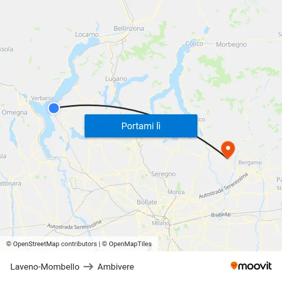 Laveno-Mombello to Ambivere map