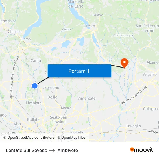 Lentate Sul Seveso to Ambivere map