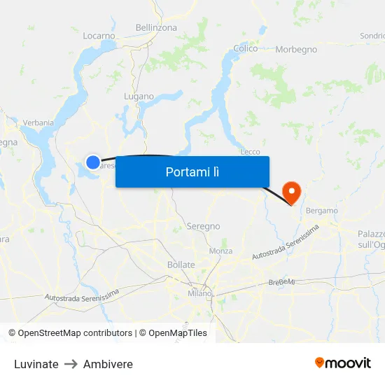 Luvinate to Ambivere map