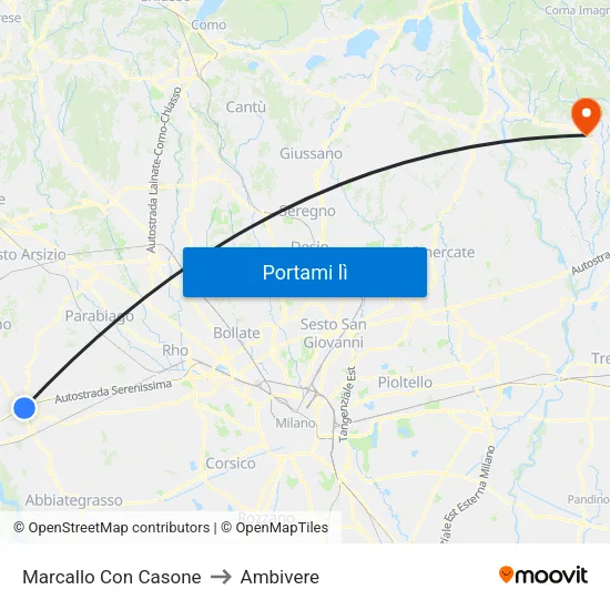 Marcallo Con Casone to Ambivere map